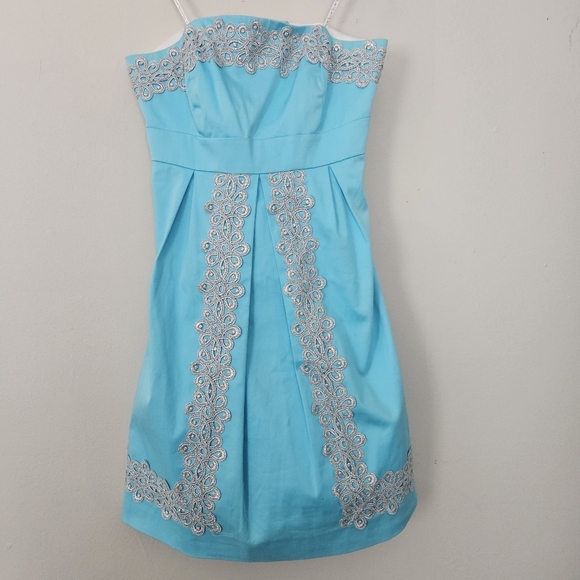 Lilly Pulitzer Betsy Strapless Strech In Tiffamy Blue Dress Size 2 - Picture 3 of 8